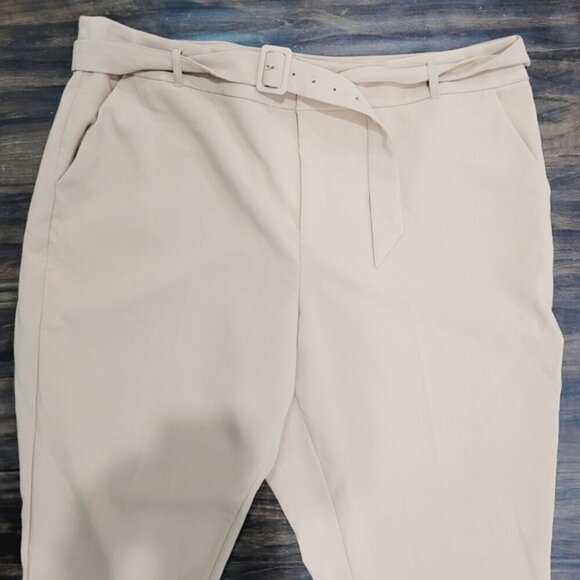 Torrid belted straight leg trouser pant woven beige - Picture 3 of 10